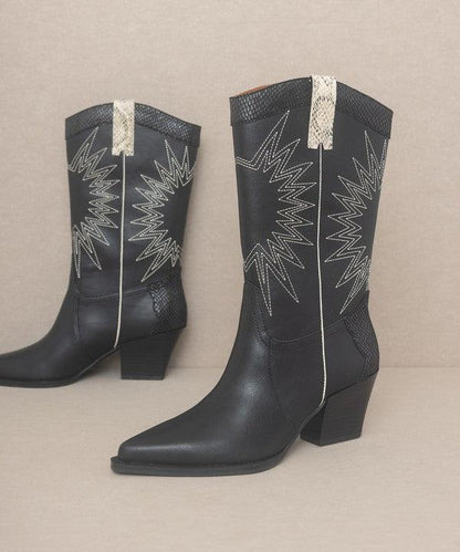 OASIS SOCIETY Halle - Paneled Cowboy Boots - Blu Lotus Boutique