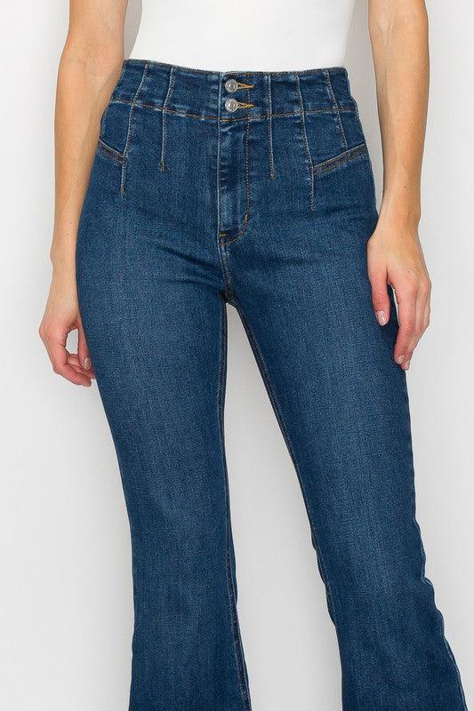 PLUS SIZE - HIGH RISE MODERN FLARE JEANS - Blu Lotus Boutique