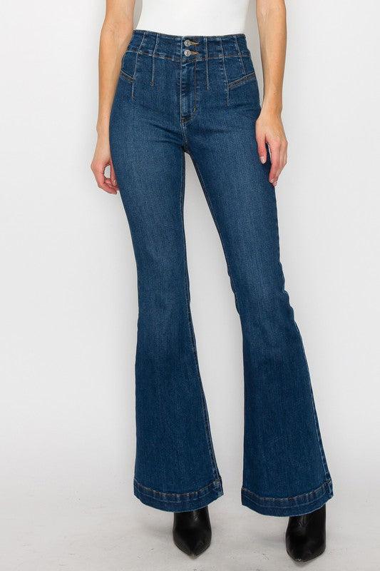 PLUS SIZE - HIGH RISE MODERN FLARE JEANS - Blu Lotus Boutique