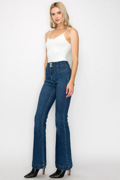 PLUS SIZE - HIGH RISE MODERN FLARE JEANS - Blu Lotus Boutique