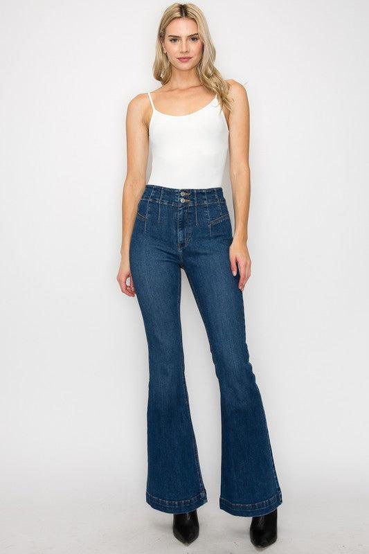 PLUS SIZE - HIGH RISE MODERN FLARE JEANS - Blu Lotus Boutique