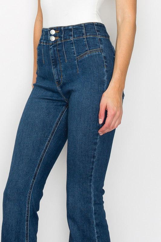 PLUS SIZE - HIGH RISE MODERN FLARE JEANS - Blu Lotus Boutique