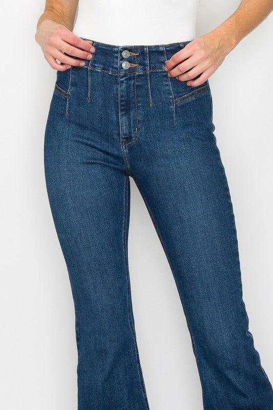 PLUS SIZE - HIGH RISE MODERN FLARE JEANS - Blu Lotus Boutique