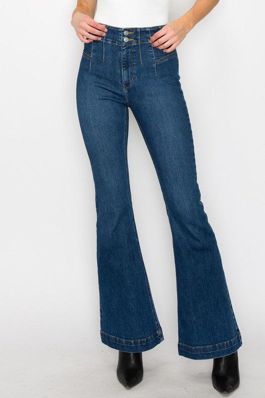 PLUS SIZE - HIGH RISE MODERN FLARE JEANS - Blu Lotus Boutique