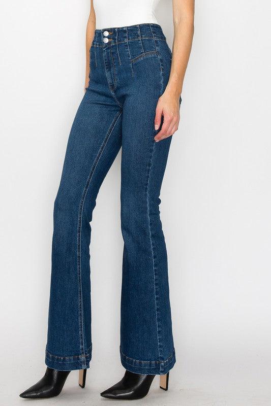 PLUS SIZE - HIGH RISE MODERN FLARE JEANS - Blu Lotus Boutique