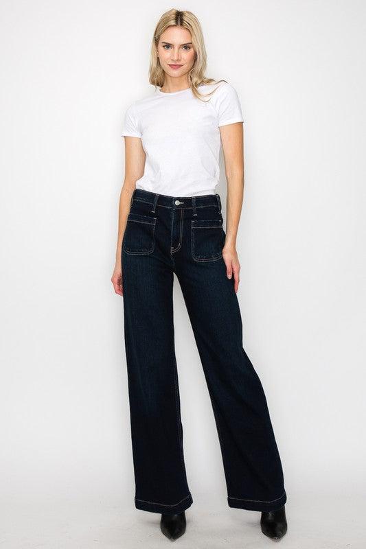 HIGH RISE MODERN WIDE JEANS - Blu Lotus Boutique