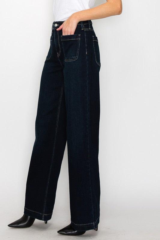 HIGH RISE MODERN WIDE JEANS - Blu Lotus Boutique