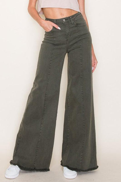 Wide leg, denim pants, jeans, western - Blu Lotus Boutique