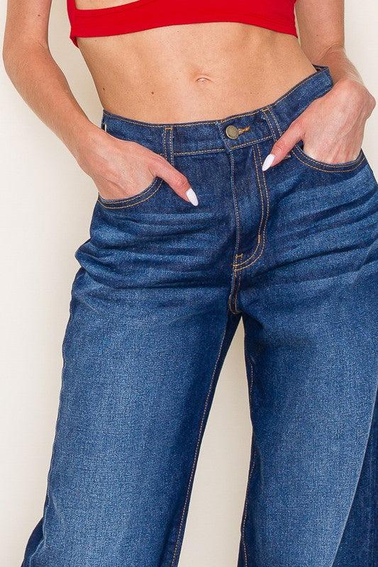 Western denim Wild Leg jeans pants wester - Blu Lotus Boutique