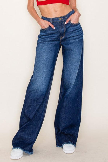 Western denim Wild Leg jeans pants wester - Blu Lotus Boutique