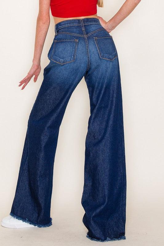 Western denim Wild Leg jeans pants wester - Blu Lotus Boutique