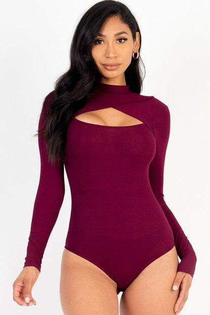 Front Cutout Long Sleeve Bodysuit - Blu Lotus Boutique