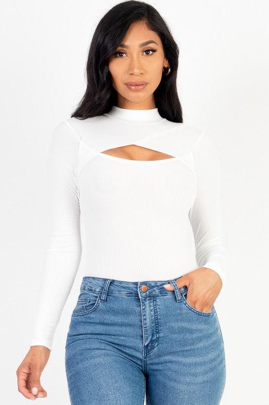 Front Cutout Long Sleeve Bodysuit - Blu Lotus Boutique