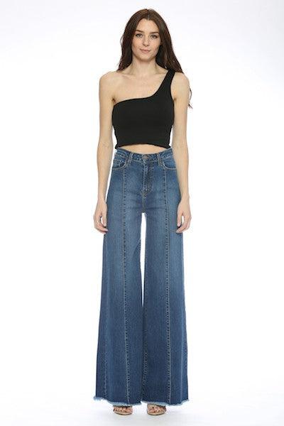 Wide leg, denim pants, jeans, western - Blu Lotus Boutique