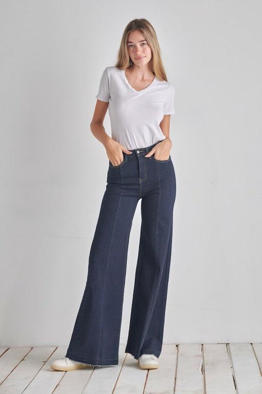 Wide leg, denim pants, jeans, western - Blu Lotus Boutique