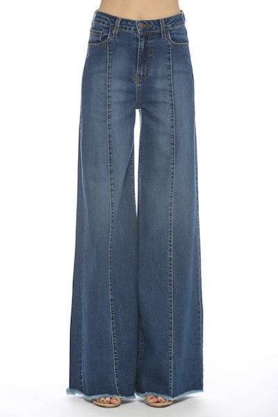 Wide leg, denim pants, jeans, western - Blu Lotus Boutique