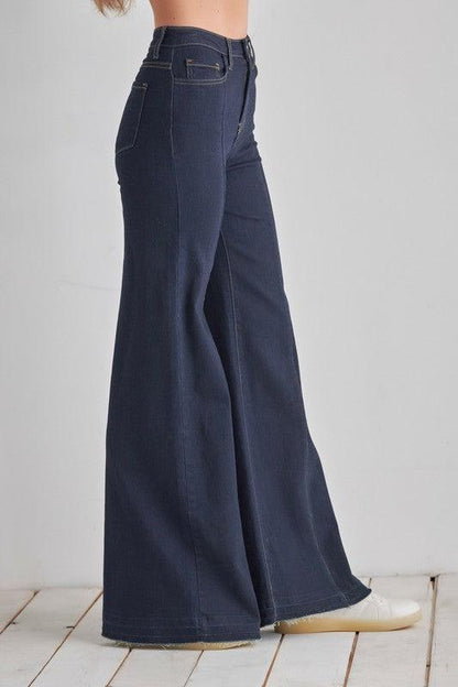 Wide leg, denim pants, jeans, western - Blu Lotus Boutique