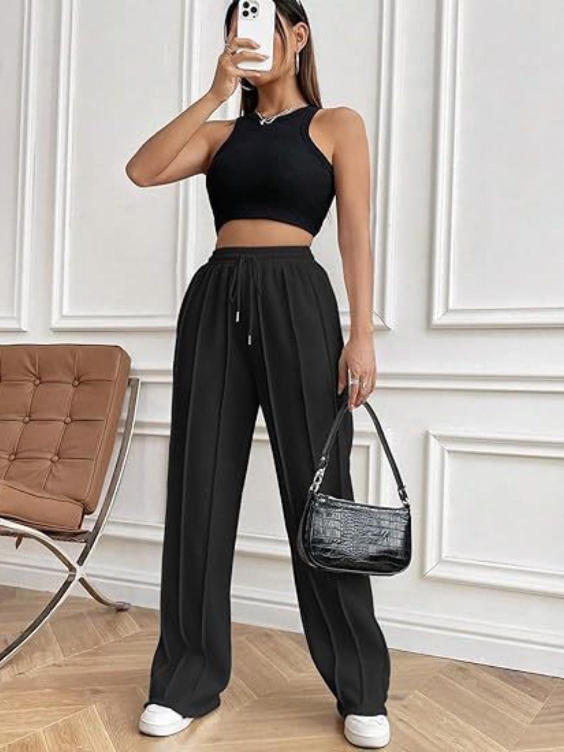 Drawstring Wide Leg Pants with Pockets - Blu Lotus Boutique