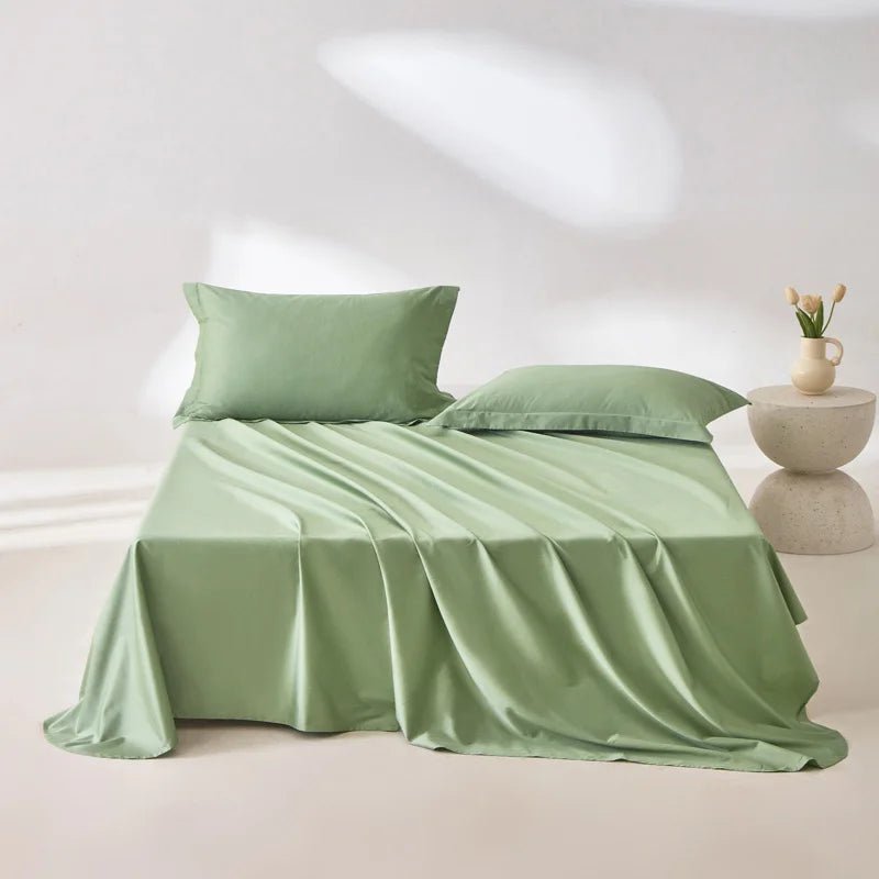 1pc Bed Flat Sheet 100% Egyptian Cotton Solid Color Top Sheets Single Double King Queen Couple Flat Bedsheet Soft Home Bed Linen - Blu Lotus Boutique