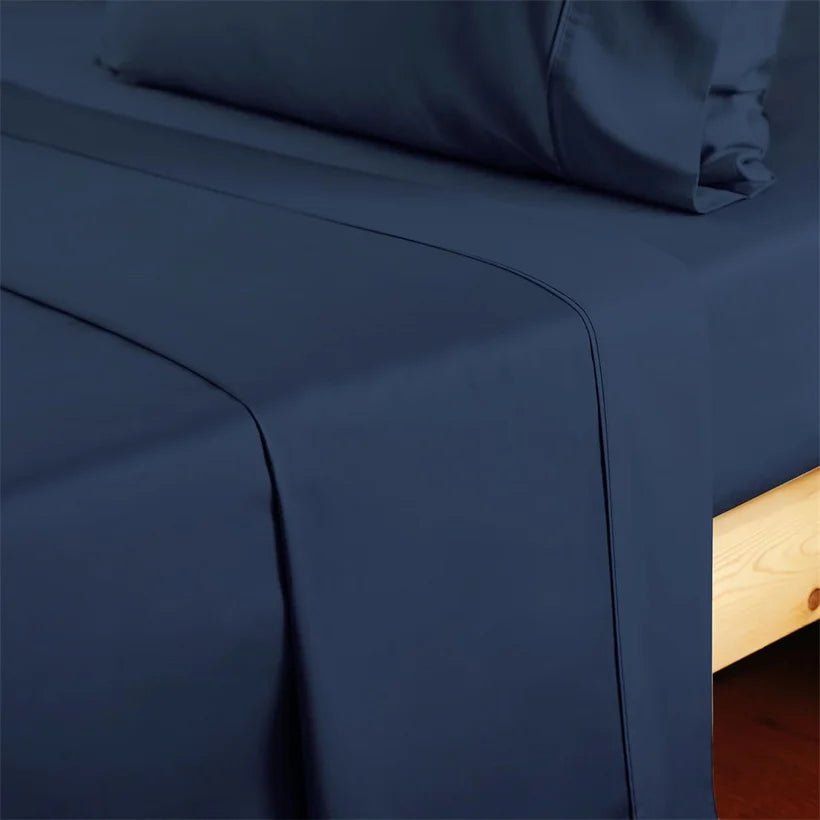 1pc Bed Flat Sheet 100% Egyptian Cotton Solid Color Top Sheets Single Double King Queen Couple Flat Bedsheet Soft Home Bed Linen - Blu Lotus Boutique