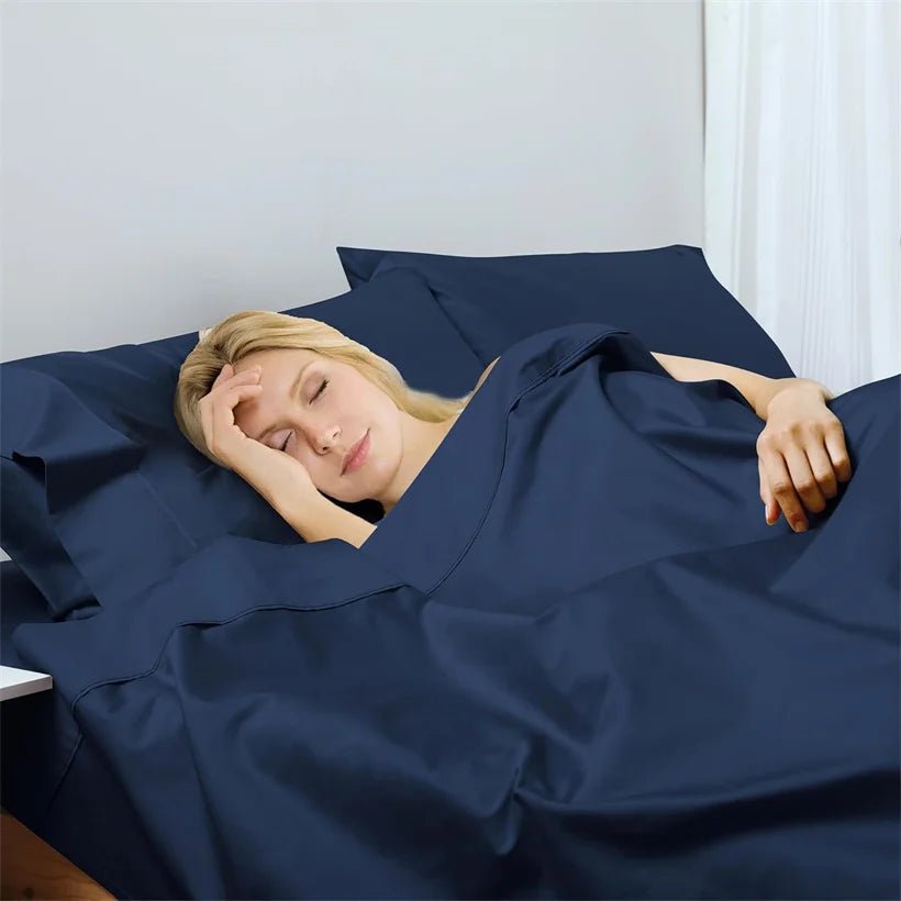 1pc Bed Flat Sheet 100% Egyptian Cotton Solid Color Top Sheets Single Double King Queen Couple Flat Bedsheet Soft Home Bed Linen - Blu Lotus Boutique