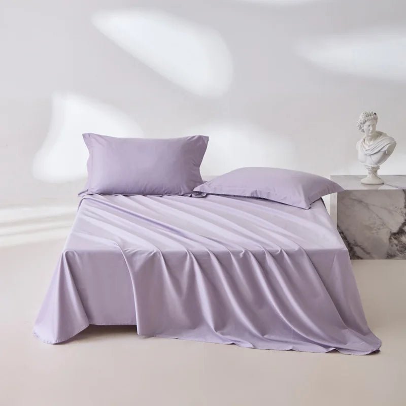 1pc Bed Flat Sheet 100% Egyptian Cotton Solid Color Top Sheets Single Double King Queen Couple Flat Bedsheet Soft Home Bed Linen - Blu Lotus Boutique