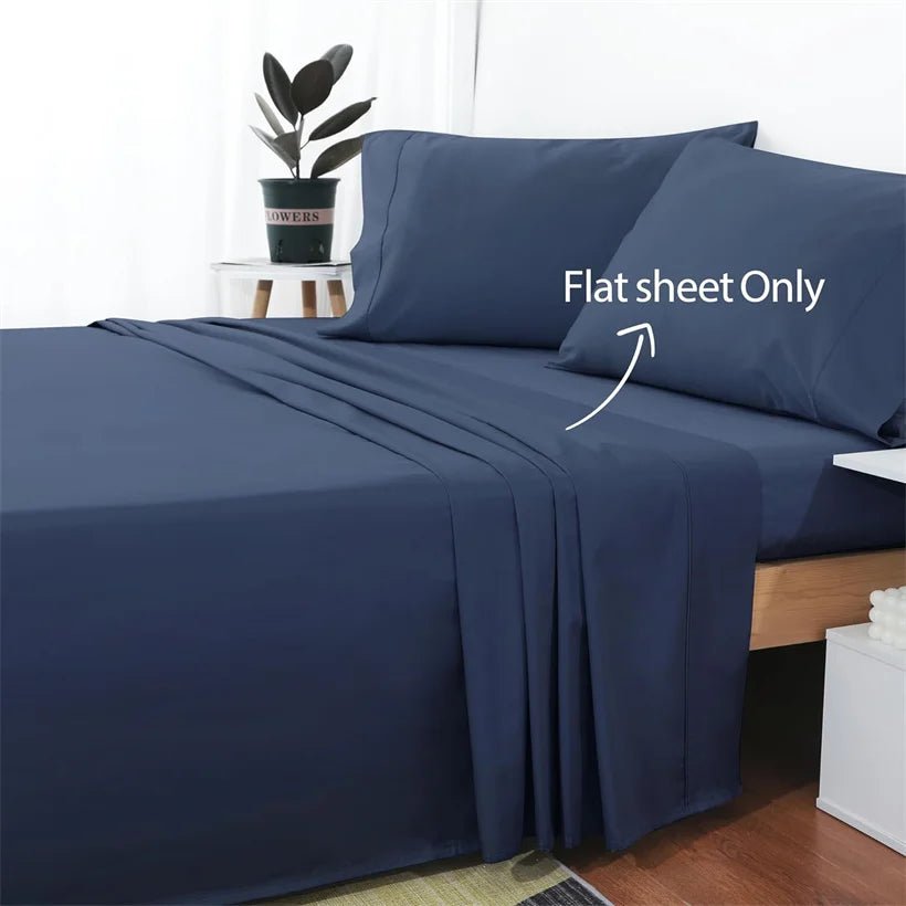 1pc Bed Flat Sheet 100% Egyptian Cotton Solid Color Top Sheets Single Double King Queen Couple Flat Bedsheet Soft Home Bed Linen - Blu Lotus Boutique