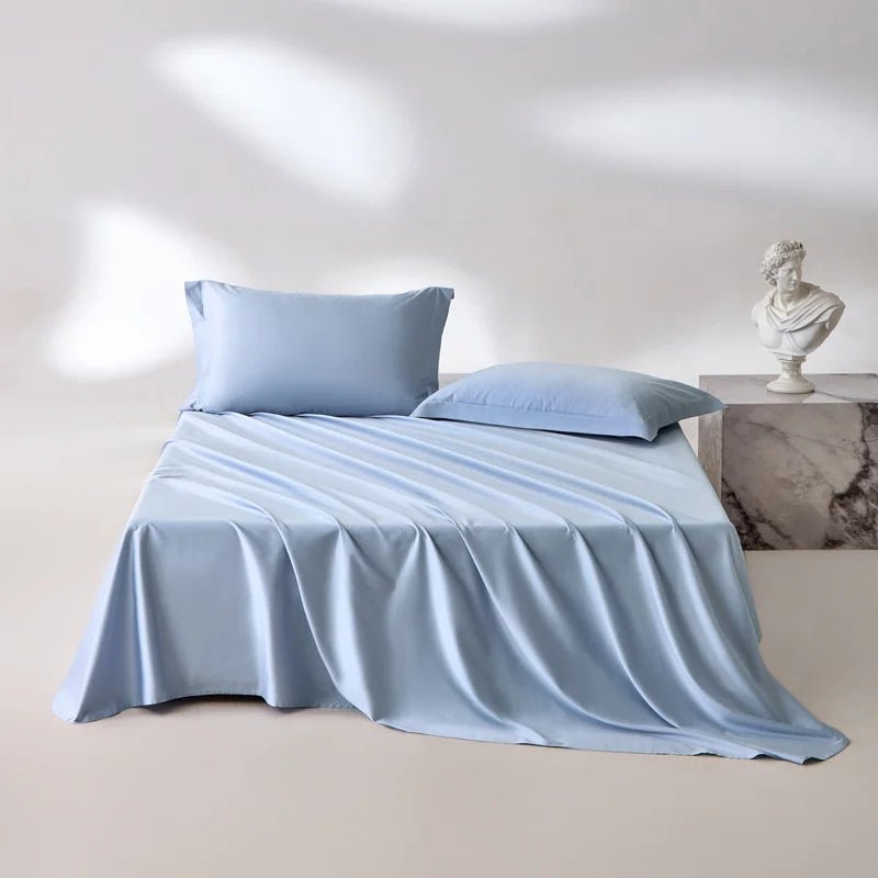 1pc Bed Flat Sheet 100% Egyptian Cotton Solid Color Top Sheets Single Double King Queen Couple Flat Bedsheet Soft Home Bed Linen - Blu Lotus Boutique