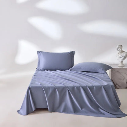 1pc Bed Flat Sheet 100% Egyptian Cotton Solid Color Top Sheets Single Double King Queen Couple Flat Bedsheet Soft Home Bed Linen - Blu Lotus Boutique