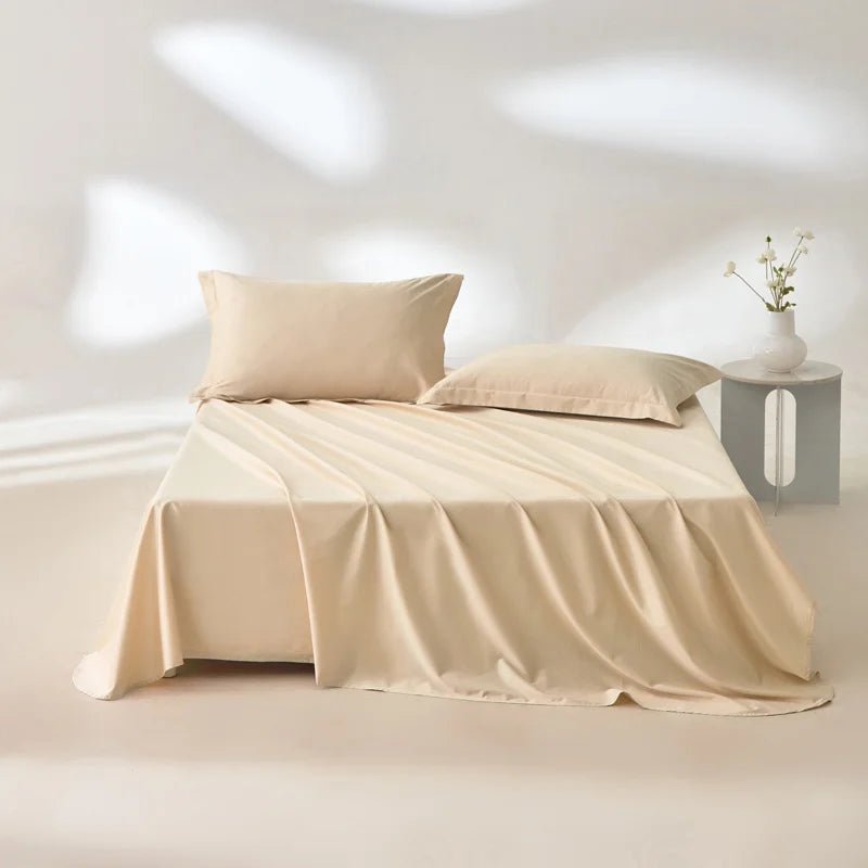 1pc Bed Flat Sheet 100% Egyptian Cotton Solid Color Top Sheets Single Double King Queen Couple Flat Bedsheet Soft Home Bed Linen - Blu Lotus Boutique