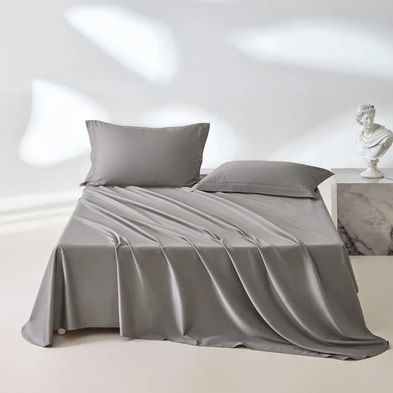 1pc Bed Flat Sheet 100% Egyptian Cotton Solid Color Top Sheets Single Double King Queen Couple Flat Bedsheet Soft Home Bed Linen - Blu Lotus Boutique