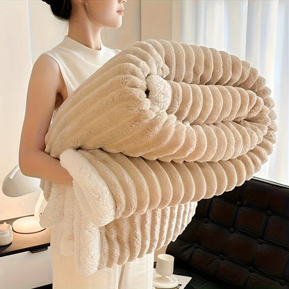 1pc Weighted Fleece Blanket - Soft, Warm, Throw for Bedroom, Living Room, Student Dormitory, Car, Sofa,8lbs With Sherpa - Blu Lotus Boutique