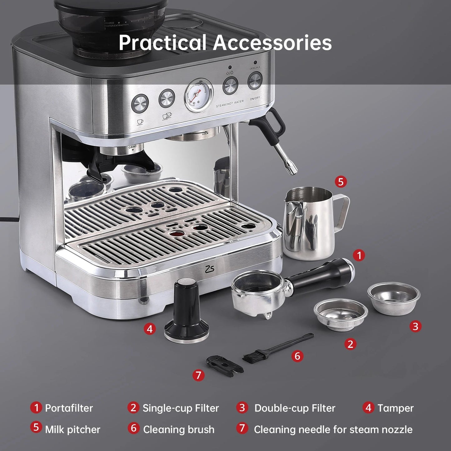 20 BarEspresso Machine Semi Automatic Espresso Maker with Grinder Latte and Cappuccino Espresso Coffe Machine w/Automatic Milk - Blu Lotus Boutique
