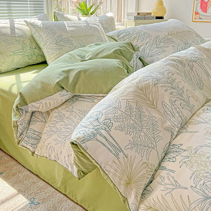 2025 Washed Cotton Double Yarn Single Quilt Cover Simple Wind Ins Wind Small Floral Korean Version Duvet Skin Friendly Bedding - Blu Lotus Boutique
