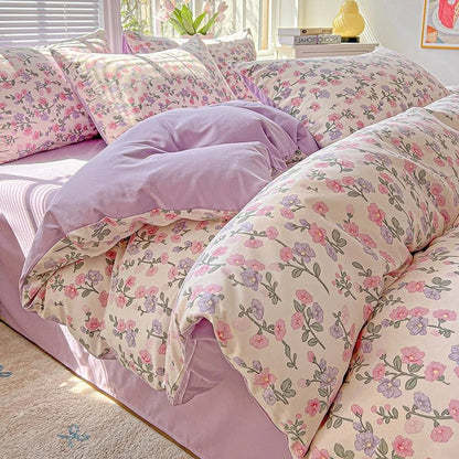2025 Washed Cotton Double Yarn Single Quilt Cover Simple Wind Ins Wind Small Floral Korean Version Duvet Skin Friendly Bedding - Blu Lotus Boutique