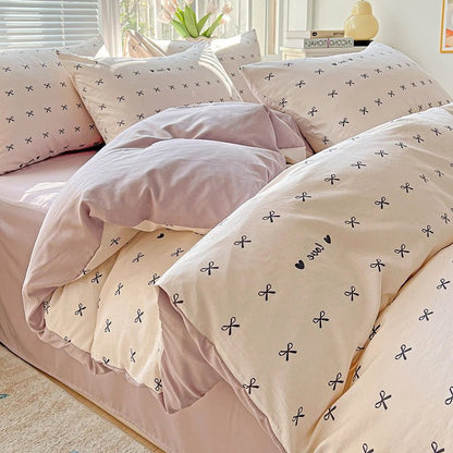2025 Washed Cotton Double Yarn Single Quilt Cover Simple Wind Ins Wind Small Floral Korean Version Duvet Skin Friendly Bedding - Blu Lotus Boutique