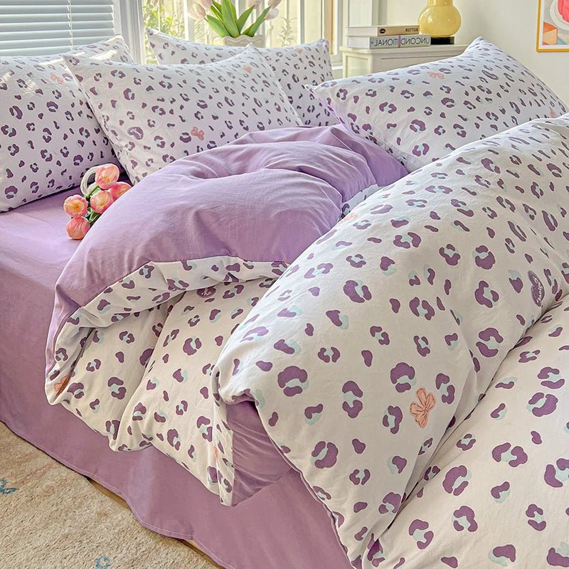 2025 Washed Cotton Double Yarn Single Quilt Cover Simple Wind Ins Wind Small Floral Korean Version Duvet Skin Friendly Bedding - Blu Lotus Boutique