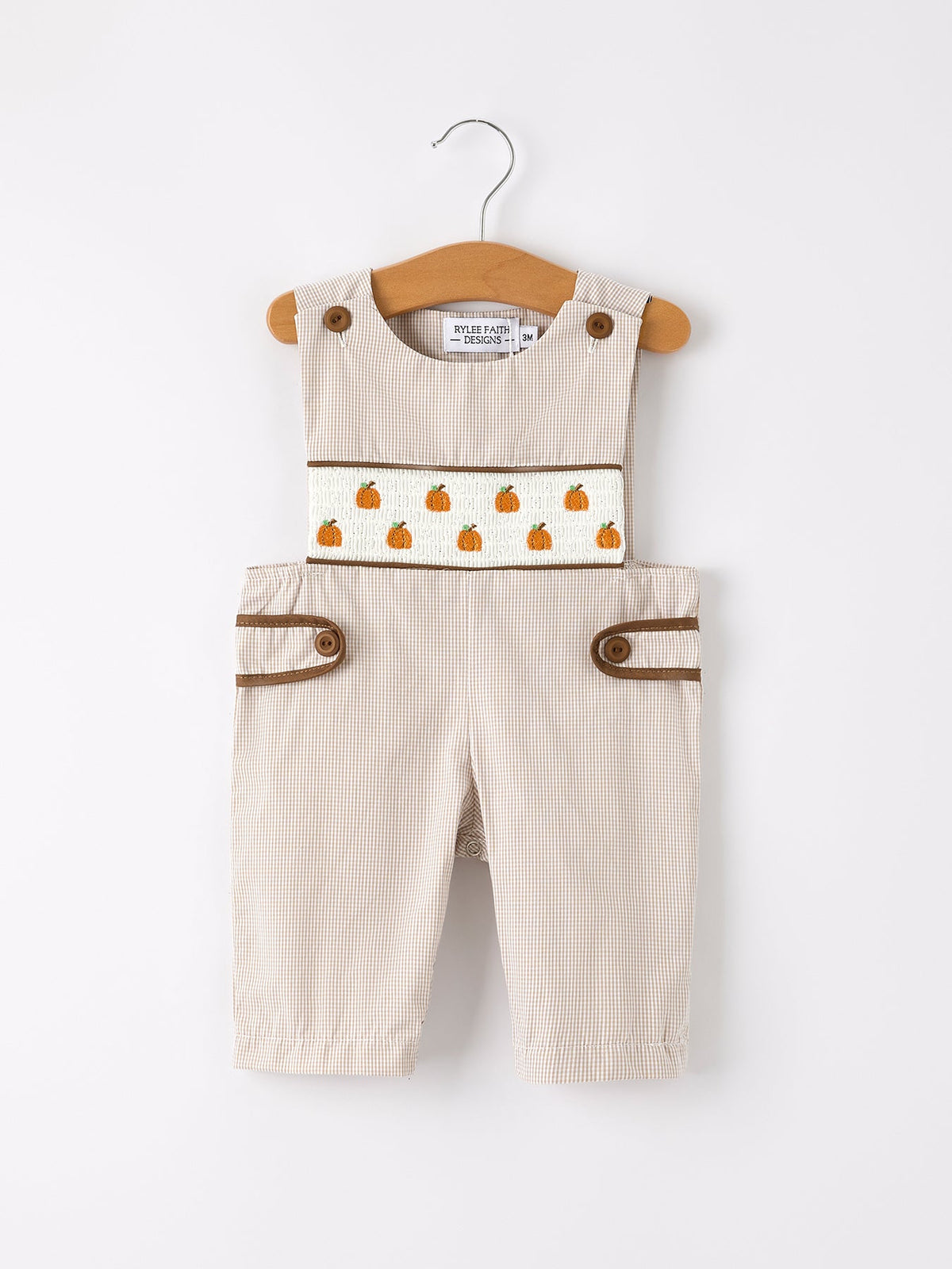 Fall Halloween & Thanksgiving  Pumpkin Smock Embroidered Boys Romper