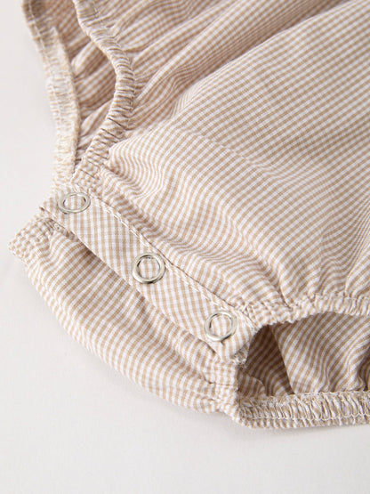 Fall Halloween & Thanksgiving Pumpkin Embroidery Smock Plaid Baby Girl Romper