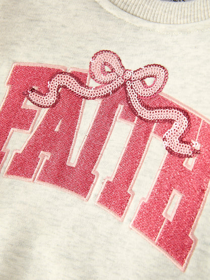 Girls Fall Outfit – FAITH Letter Sweatshirt and Pink Tulle Skirt Set