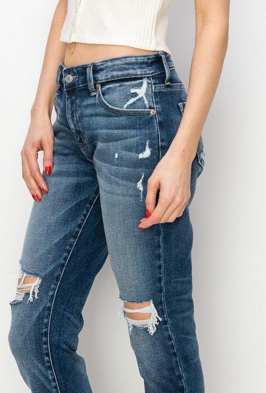 MID RISE BOY FRIEND JEANS - Blu Lotus Boutique