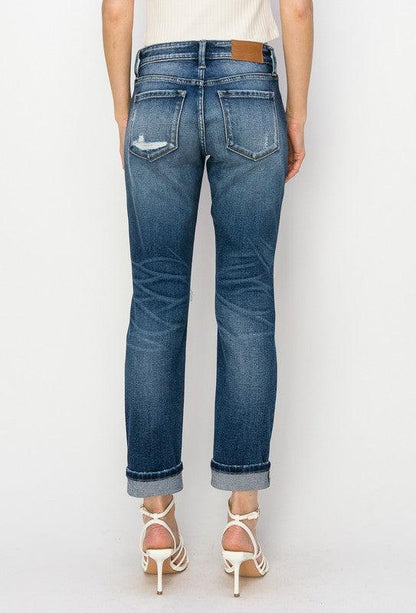 MID RISE BOY FRIEND JEANS - Blu Lotus Boutique