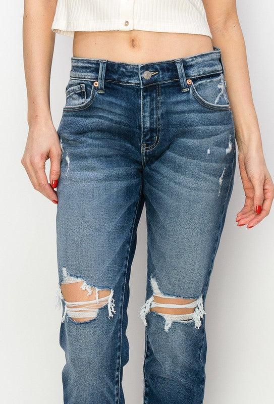 MID RISE BOY FRIEND JEANS - Blu Lotus Boutique