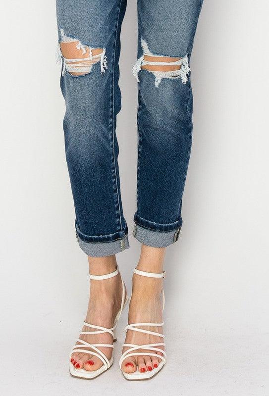 MID RISE BOY FRIEND JEANS - Blu Lotus Boutique