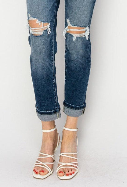 MID RISE BOY FRIEND JEANS - Blu Lotus Boutique