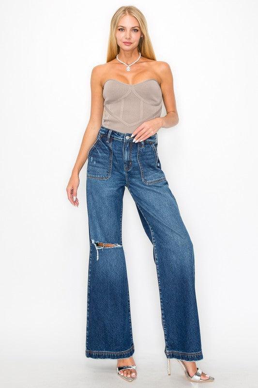 ULTRA HIGH RISE RELAXED FLARE JEANS - Blu Lotus Boutique