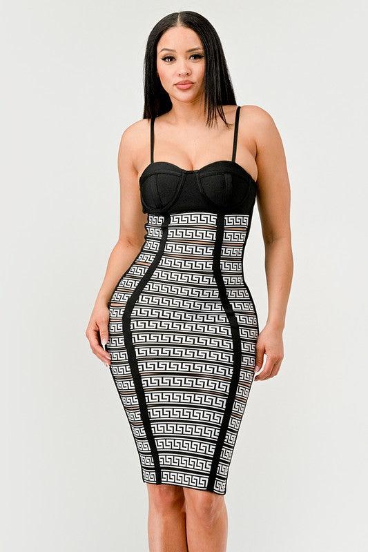 Maze Enigma Bodycon Dress - Blu Lotus Boutique