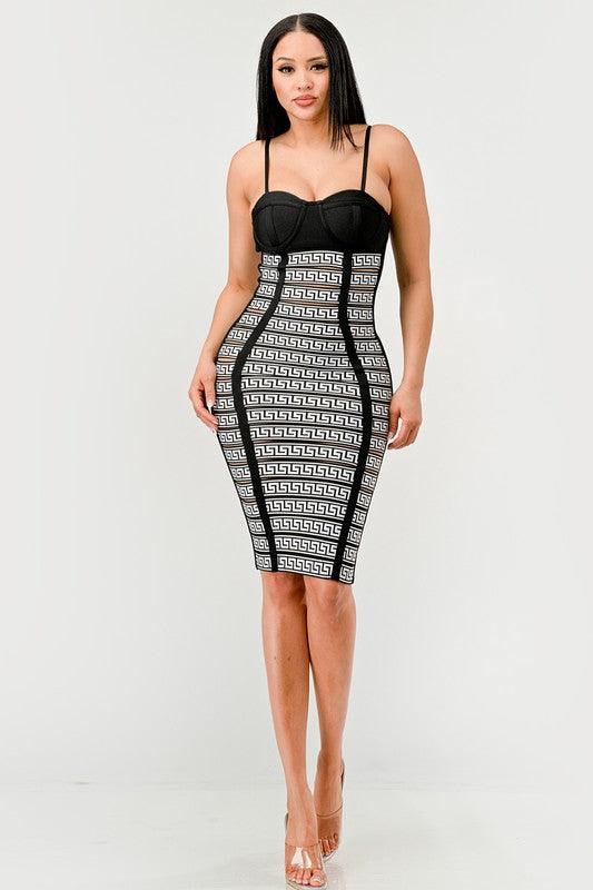 Maze Enigma Bodycon Dress - Blu Lotus Boutique