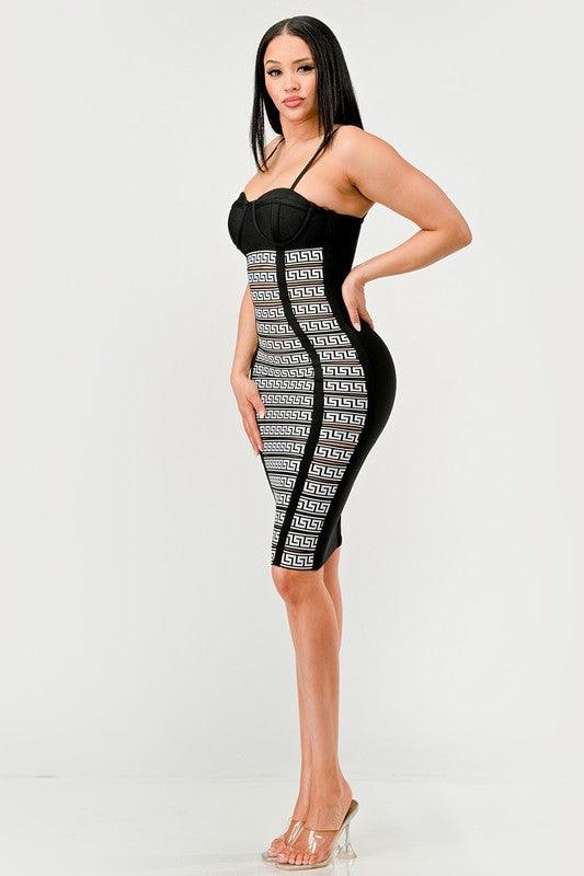 Maze Enigma Bodycon Dress - Blu Lotus Boutique