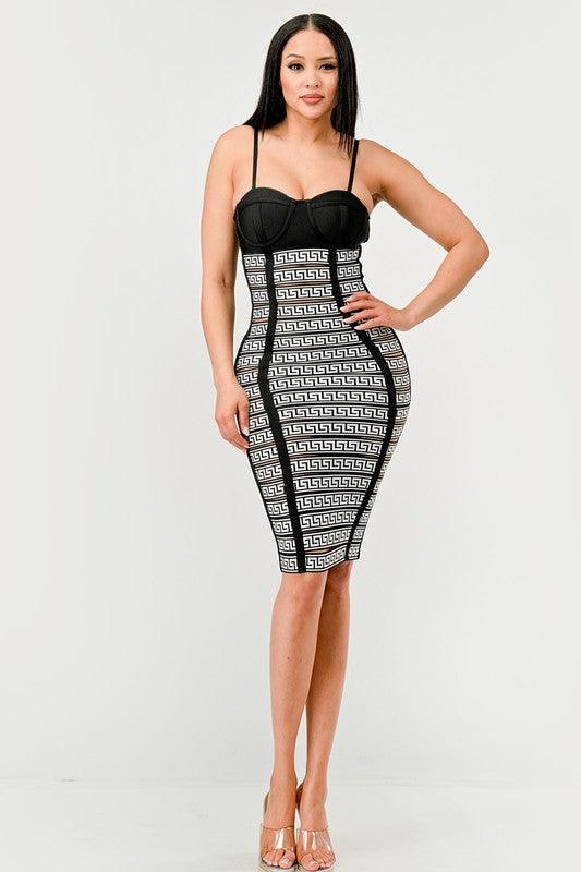 Maze Enigma Bodycon Dress - Blu Lotus Boutique